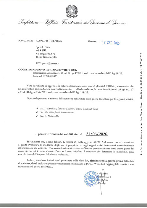ASA Genova - White List